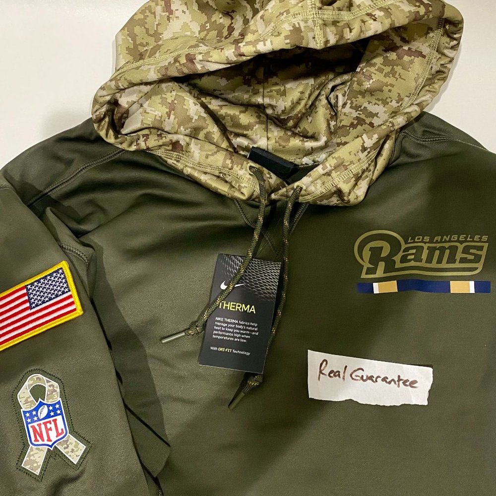 Rare NWT 100% Nike 2017 Los Angeles Rams Salute To Service Sideline Hoodie NFL